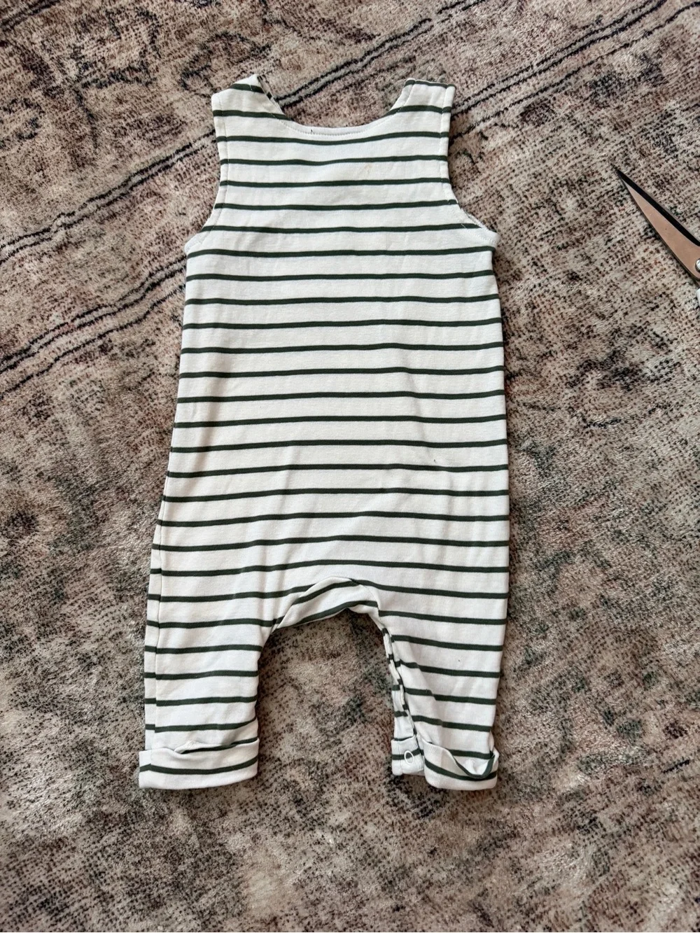 H&M Cream and Green Striped Baby Romper